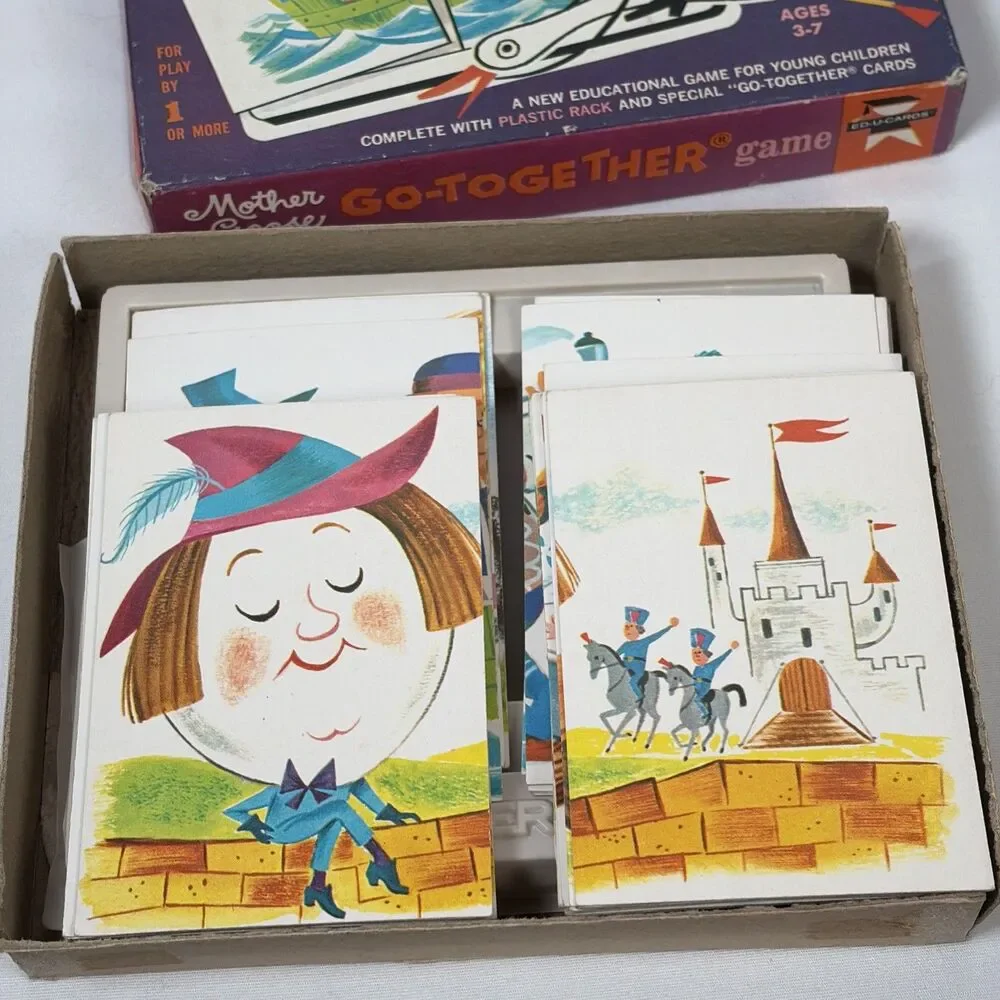 Vintage Mother Goose Go-Together Game & Telling Time Flash Cards